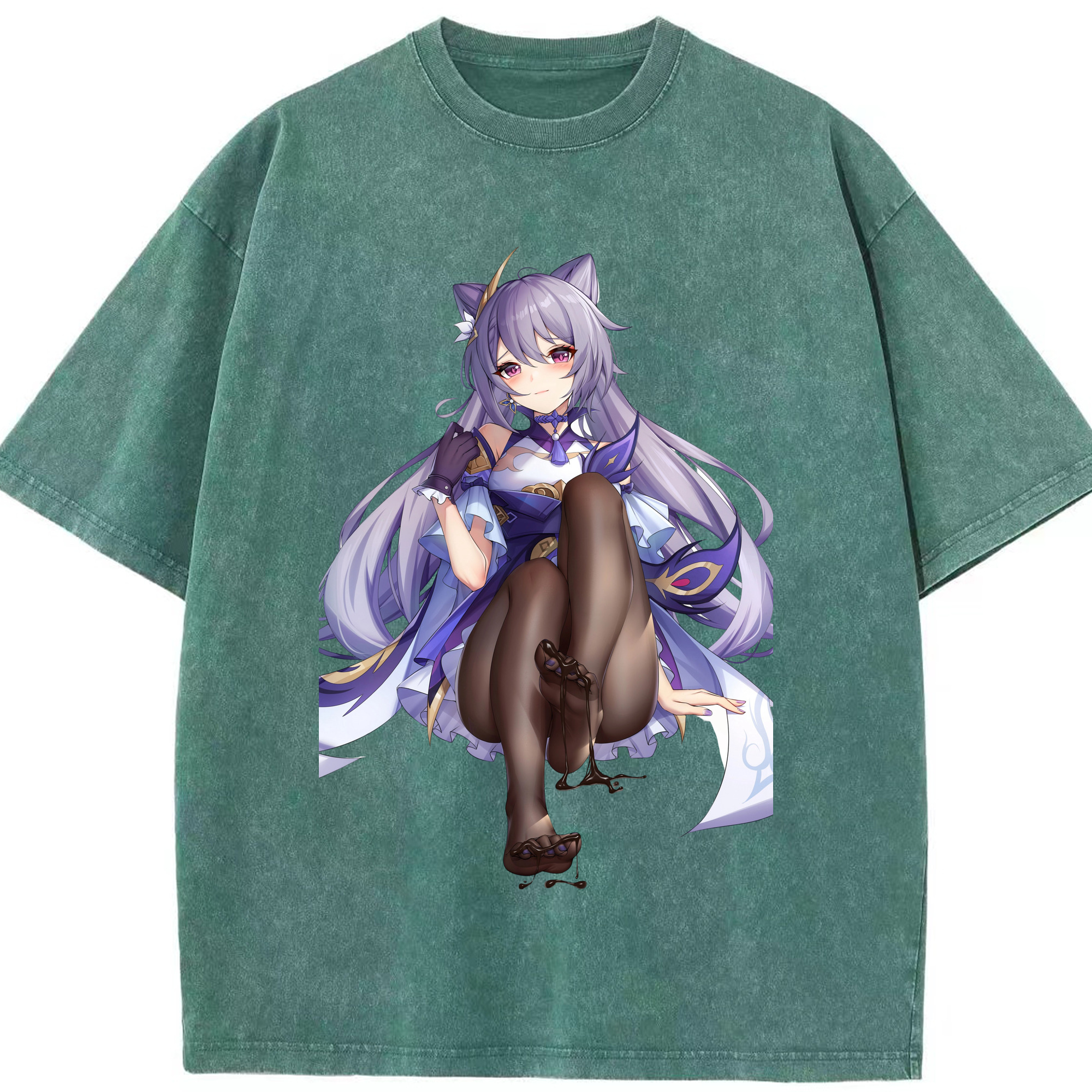 げんし神 刻晴 こくせい genshin Kokusei 綿100% ヴィンテージ風 半袖Tシャツ（フロントプリント）